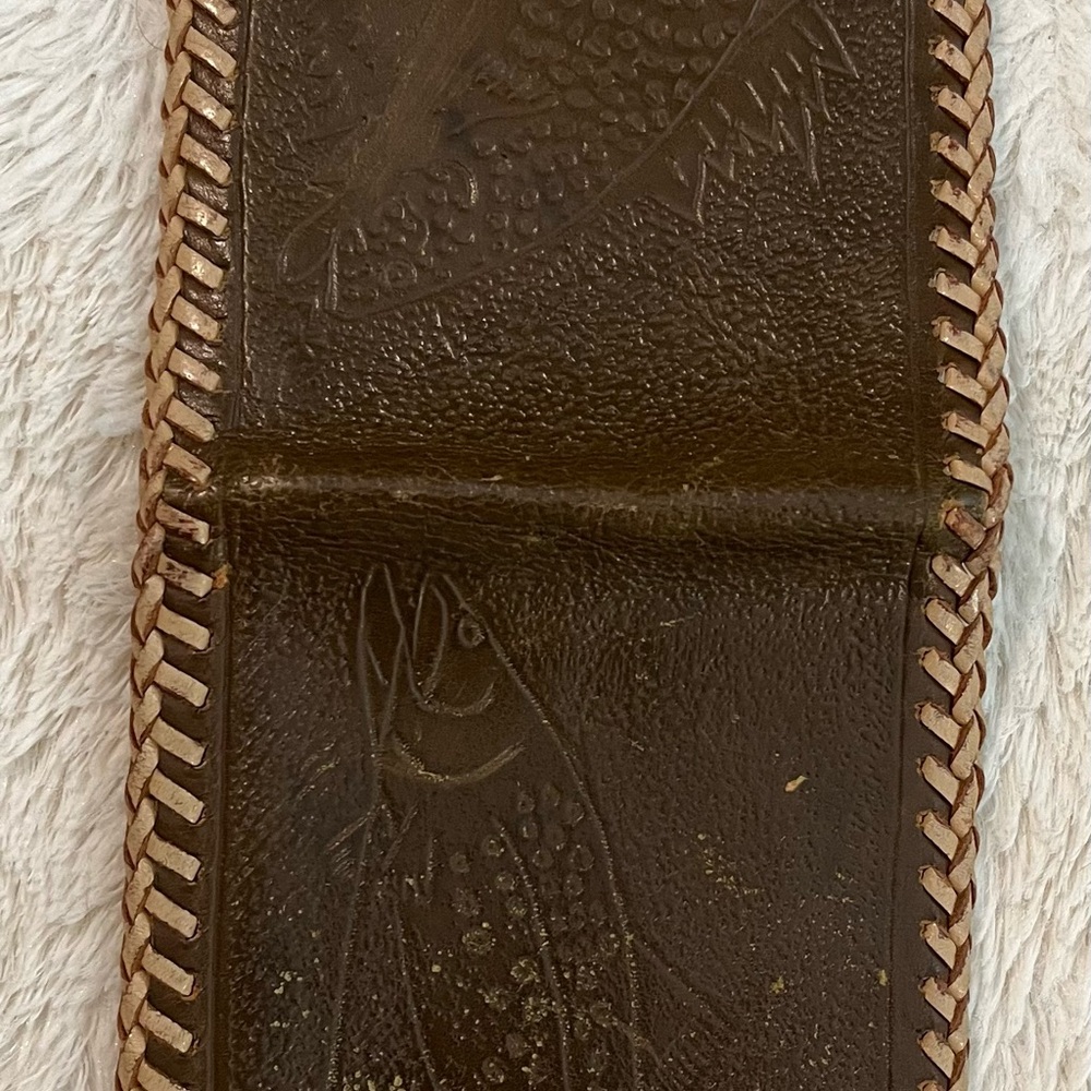 Vintage Brown Leather Fish Embossed Wallet